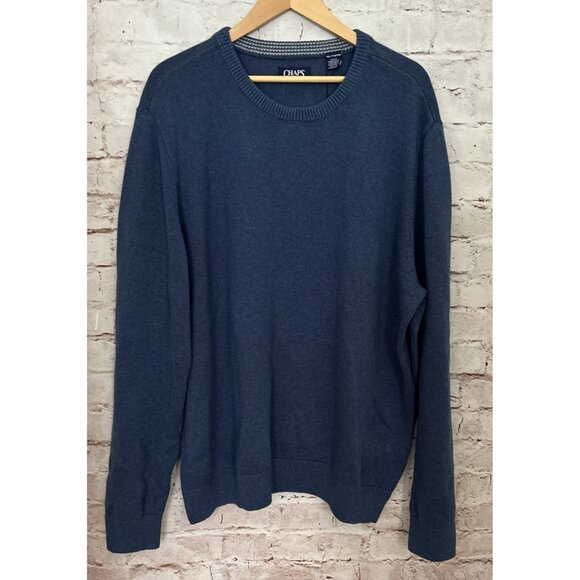 Chaps Sweater Mens XXL Blue Crewneck Pullover Knit Preppy Cotton NEW - Picture 1 of 3